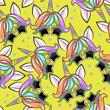 Pattern with head of unicorn Stock Illustration