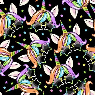 Pattern with head of unicorn Stock Illustration