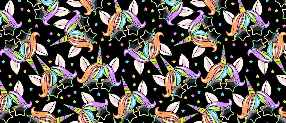 Pattern with head of unicorn Stock Illustration