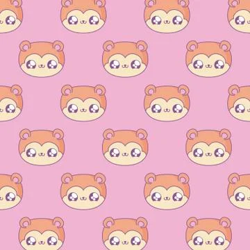 Pattern of heads cute monkeys baby animals kawaii style Illustrazione stock