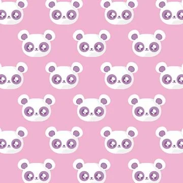 Pattern of heads panda bears baby animals kawaii style 库存插图