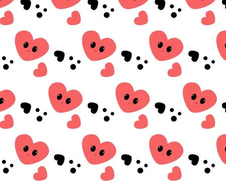 Pattern with heart, love, romance or valentine's day red vector icon Stock Illustration