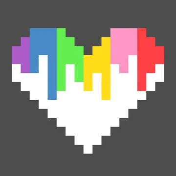 Pattern heart. Pixel rainbow love image. Vector Illustration of pixel art Stock Illustration