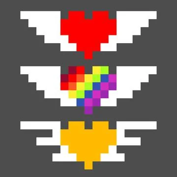 Pattern heart. Pixel rainbow love image. Vector Illustration of pixel art Stock Illustration