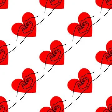 Pattern with a heart in the shape of hands.Valentines Day Design イラスト素材