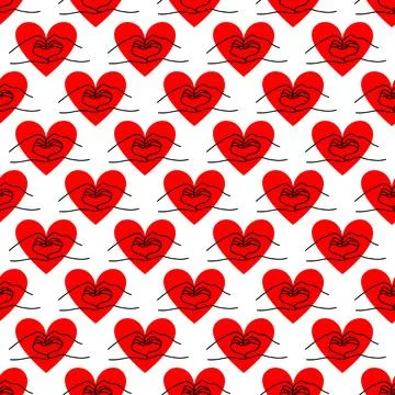 Pattern with a heart in the shape of hands.Valentines Day Design Stockillustratie