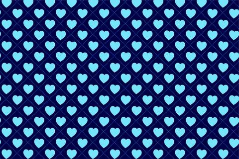 Pattern with heart shaped geometric elements in blue tones. Abstract Background Stock Illustration
