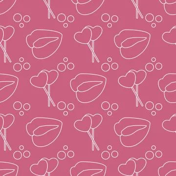 Pattern heart shaped sweets, lips.Valentine's Day Ilustração Stock