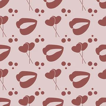 Pattern heart shaped sweets, lips.Valentine's Day Ilustração Stock