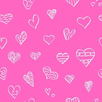Pattern with heart shapes on pink background Stock Illustration