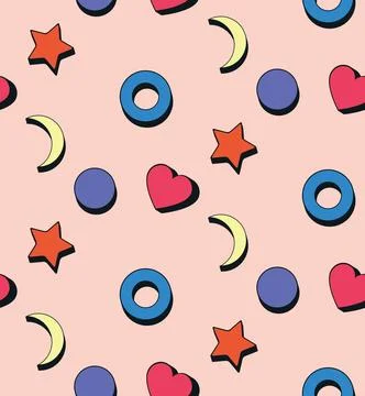 Pattern with heart star and circle 스톡 일러스트