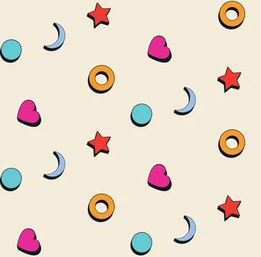 Pattern with heart star and circle Stock Illustration
