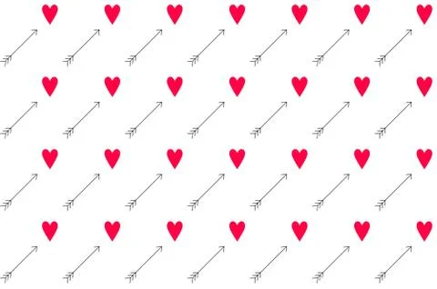 Pattern of hearts and arrows Stock Illustration