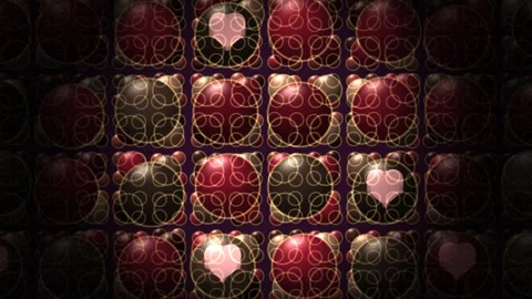 A pattern of hearts and circular shapes in various colors Stock Footage 338396193