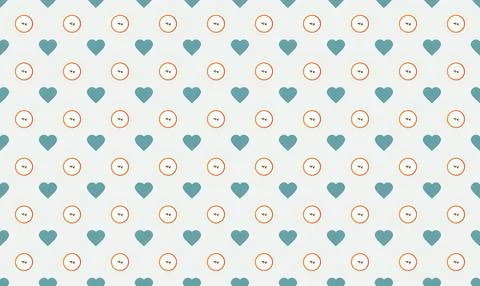 Pattern of hearts and clocks on a white background Stock Illustration