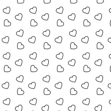 Pattern with hearts black lines Stock Illustration