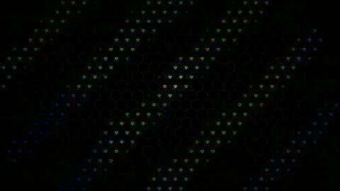 Pattern of hearts on a dark background in green and blue Stock Illustration