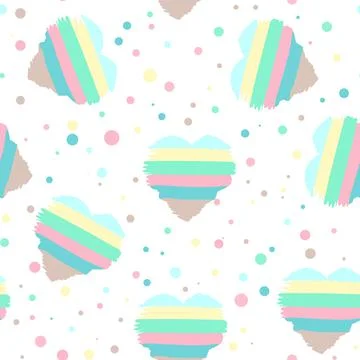 Pattern with hearts of different colors. Vector. Striped multicolored hearts. イラスト素材