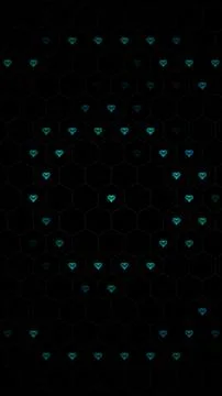 Pattern of hearts on a hexagonal background in dark colors Stockillustratie