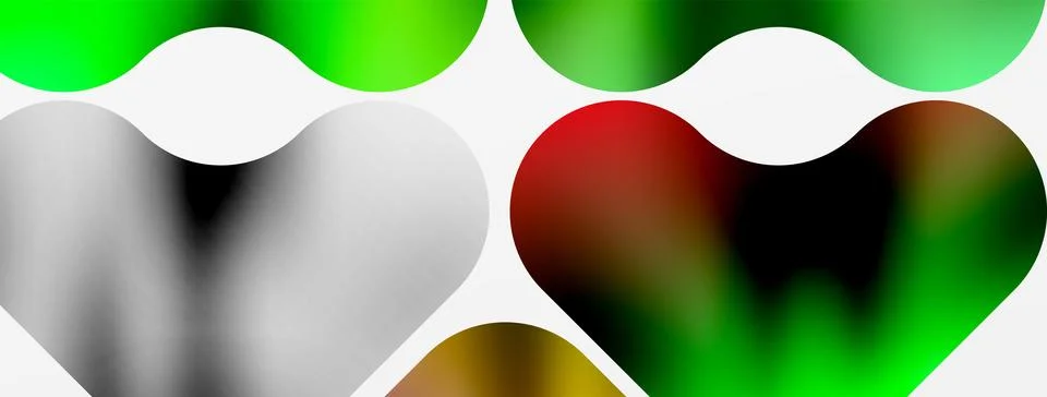 A pattern of hearts in liquid tints and shades on a white background 스톡 일러스트