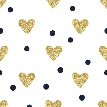 Pattern hearts polka dot Stock Illustration