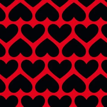 Pattern with hearts on a red background Stock Illustration