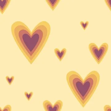 Pattern hearts retro yellow Stock Illustration