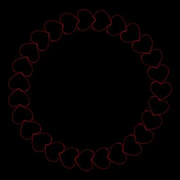 Pattern of hearts. Vector illustration of a red heart. Hand drawn circle of r 스톡 일러스트