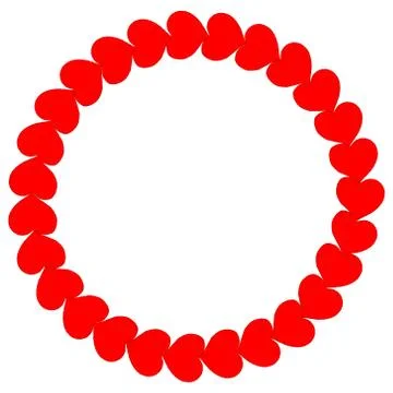 Pattern of hearts. Vector illustration of a red heart. Hand drawn circle of r 스톡 일러스트