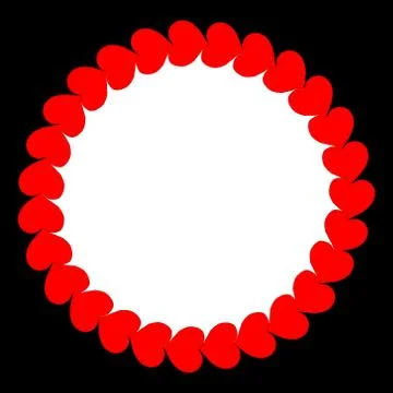 Pattern of hearts. Vector illustration of a red heart. Hand drawn circle of r Stock Illustration