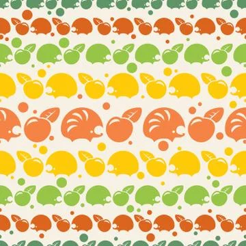 Pattern with hedgehogs and apples Stock Illustration