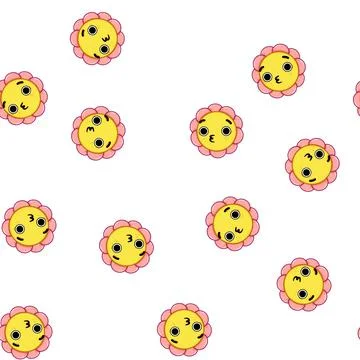 Pattern heface flower character cartoon vector Illustrazione stock