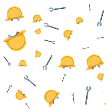 Pattern of helmets construction with wrenches Stock Illustration