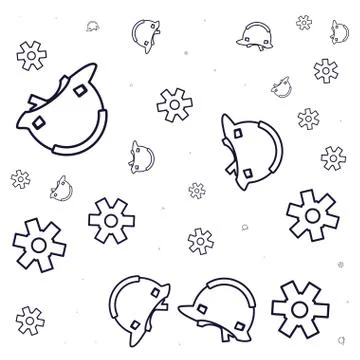 Pattern of helmets protection with gears Illustrazione stock