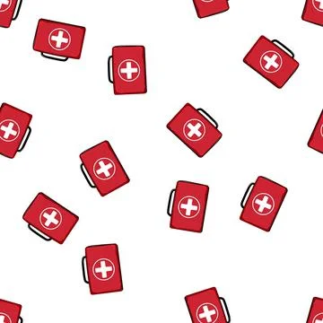 Pattern help first aid kit cartoon vector Ilustración de archivo
