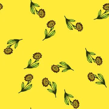 Pattern herb calendula sketch hand drawn Stock Illustration