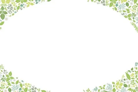 Pattern with a herbal motif and oval frames in the four corners. Stock Illustration