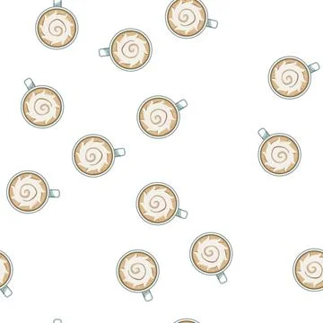 Pattern herosetta latte art coffee cartoon vector Stock Illustration