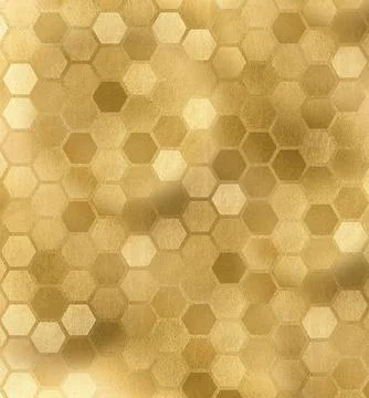 A pattern of hexagonal cells in gold color close-up Stock Illustration