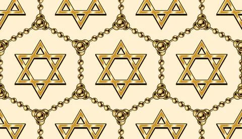 Pattern with hexagonal grid with star of David Stock Illustration