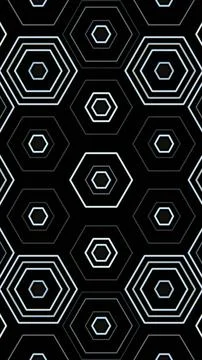 Pattern of hexagons and lines on a black background Stock Illustration