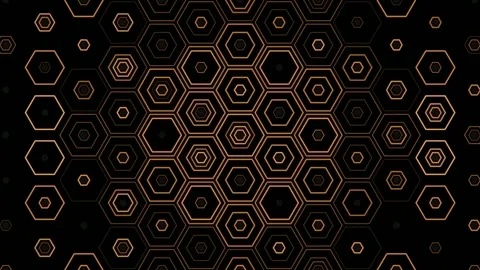 Pattern of hexagons in black and gold colors with a repetitive design Stock Footage 331693910