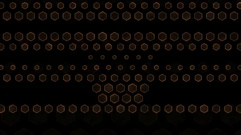 Pattern of hexagons on a black background with bright outlines Stock Footage 331678076