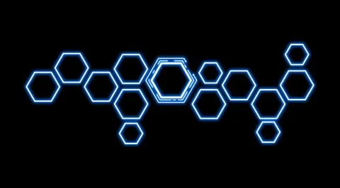Pattern of hexagons on black background, illustration. Banner design Stock Illustration