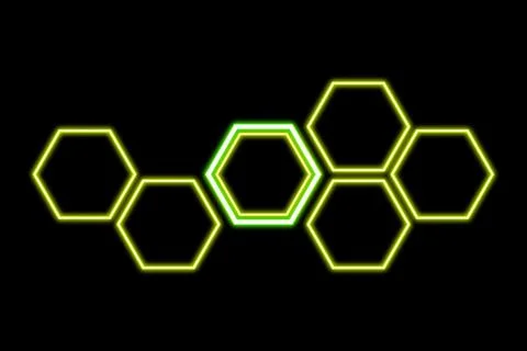 Pattern of hexagons on black background, illustration Illustrazione stock