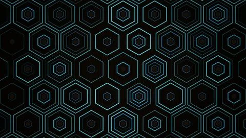 Pattern of hexagons with blue lines on a dark background Stock Illustration