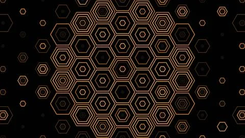 Pattern of hexagons fills the space on a black background Illustrazione stock