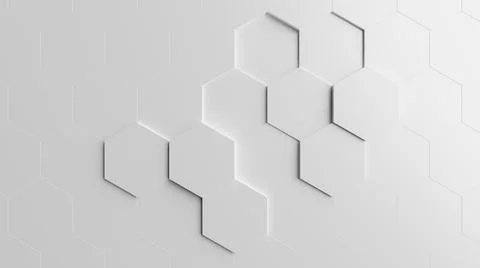 Pattern of hexagons with some of them displaced - abstract geometric design. Stock Illustration