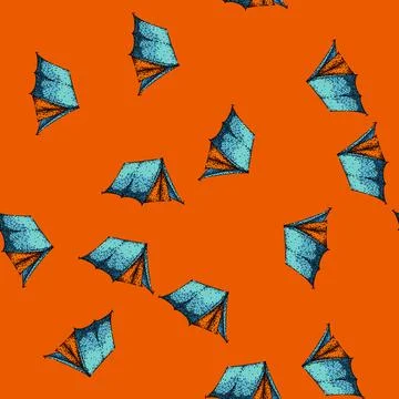 Pattern hiking camping tent sketch hand drawn Stock Illustration