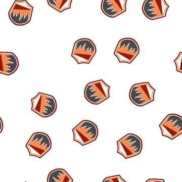 Pattern hiking retro forest badge cartoon vector Illustrazione stock